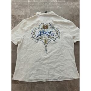 NEW Harley Davidson Tori Richard Womens Shirt 100% Silk Embroidered Biker Medium